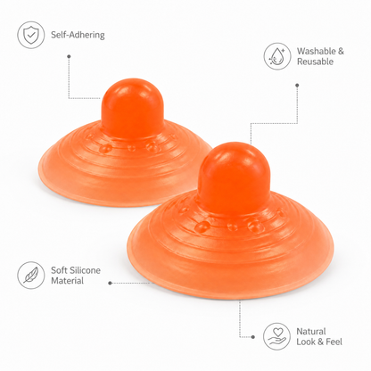 Silicone Attachable Reusable Nipples, Natural Look Stick-On Prosthetic Nipples