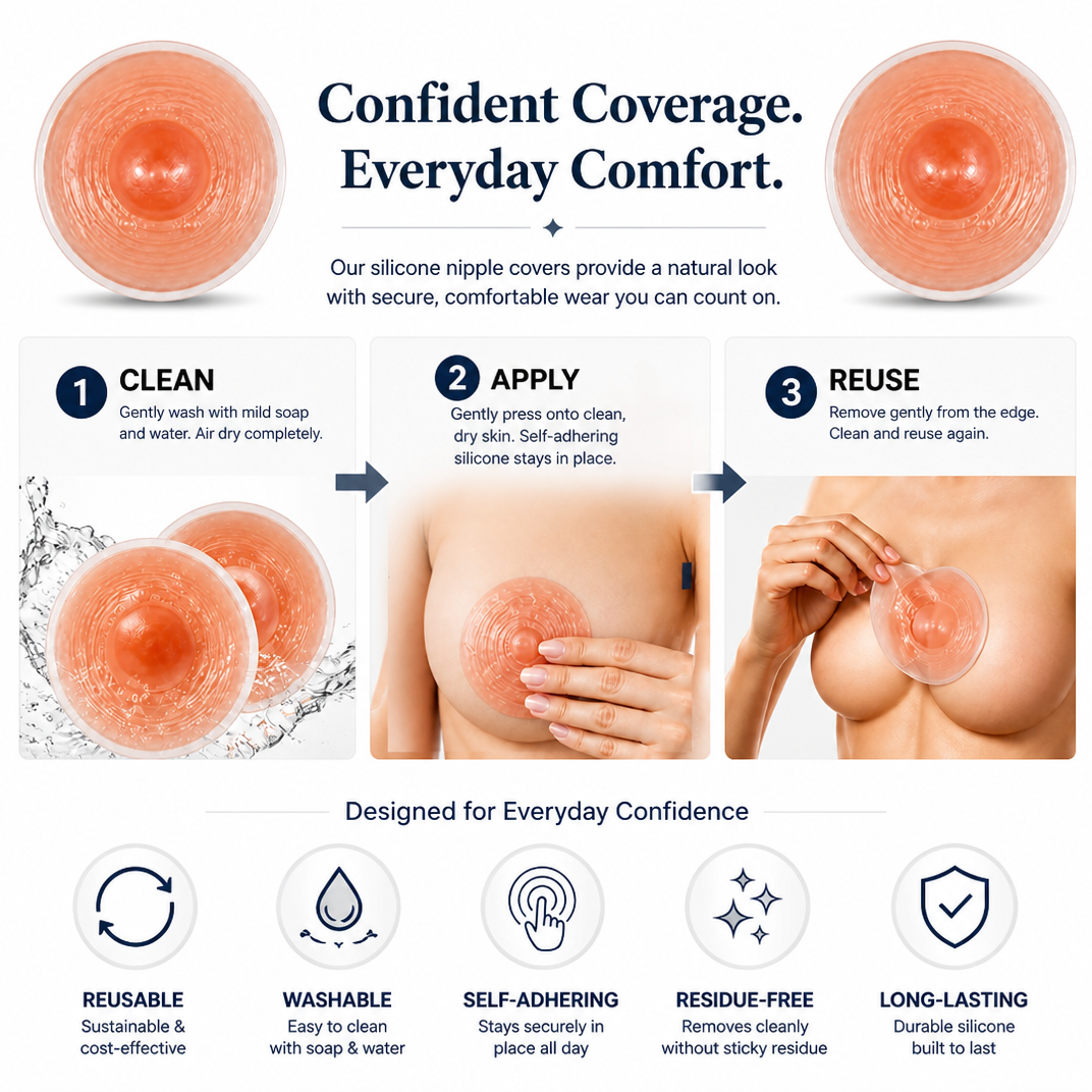 Silicone Attachable Reusable Nipples, Natural Look Stick-On Prosthetic Nipples