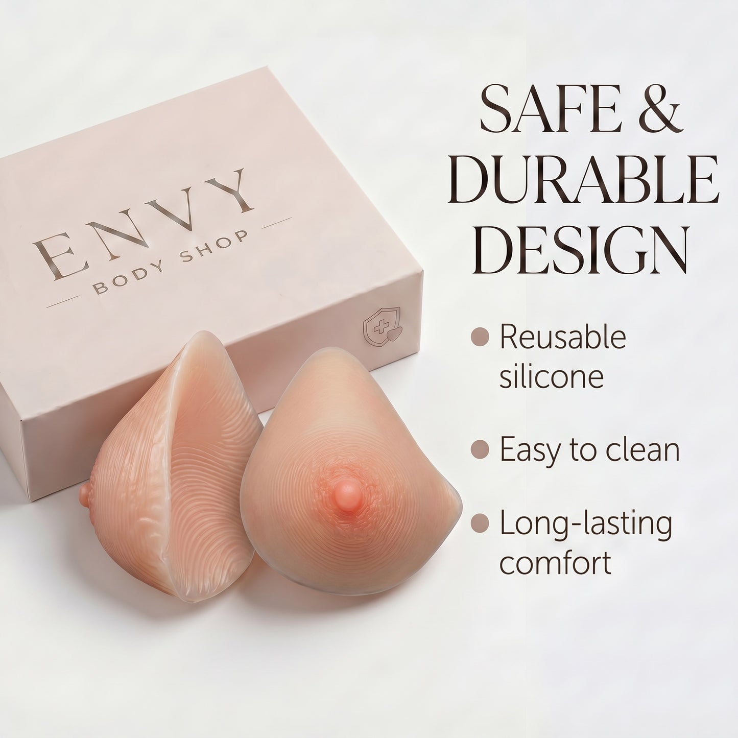 ENVY BODY SHOP Triangle Essential Premier Asymmetrical Swim Breast Forms,Concave for Swimwear & Mastectomy