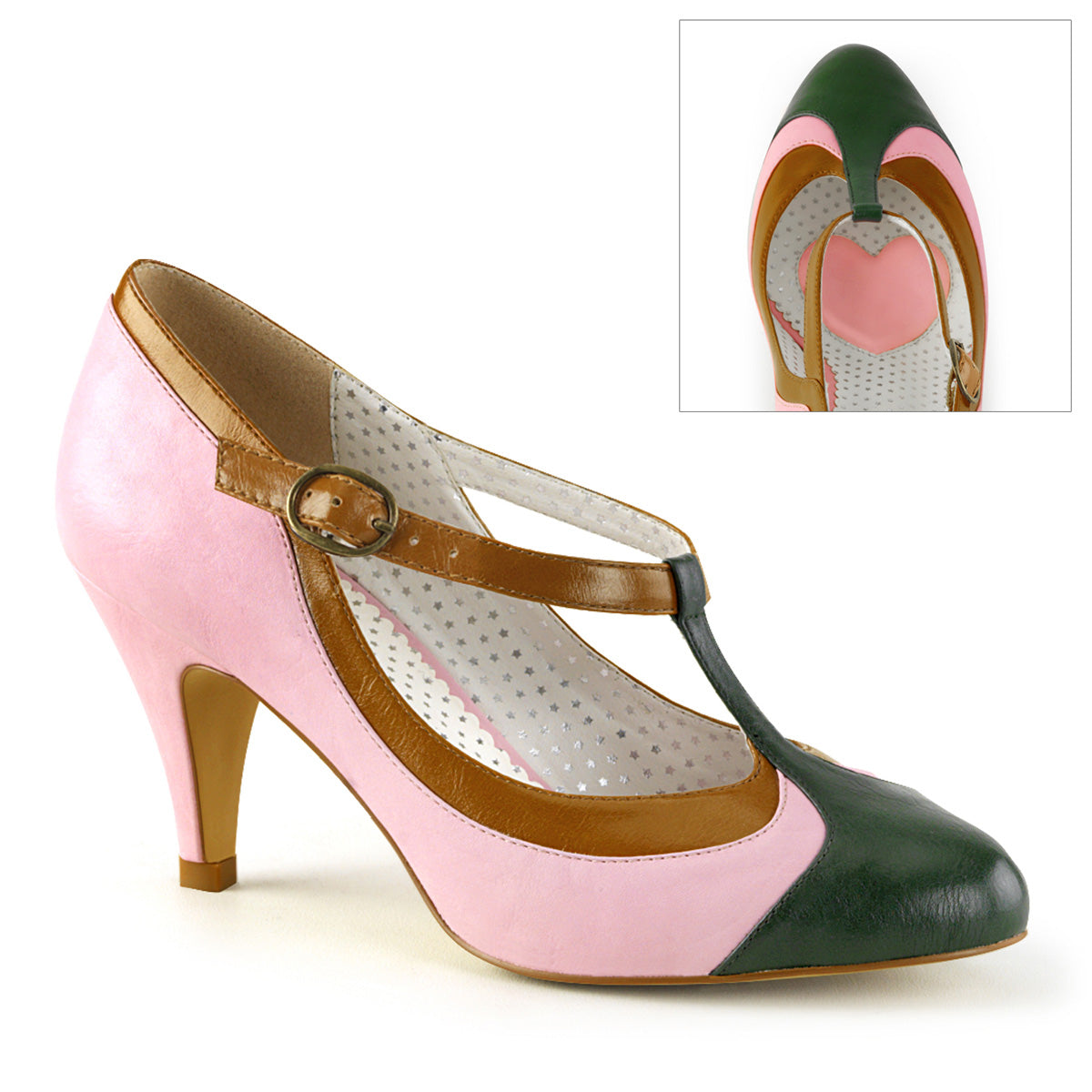 PEACH-03 *3" Heel T-Strap Pump