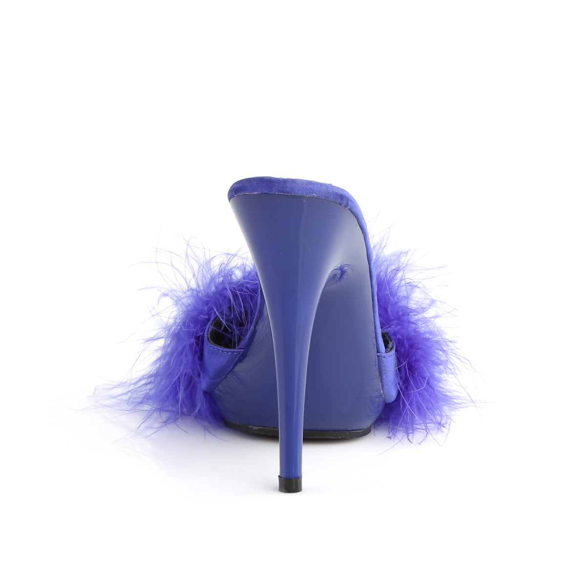 POISE-501F **5" Heel, 3/8" PF Marabou Slide Sandal Blue