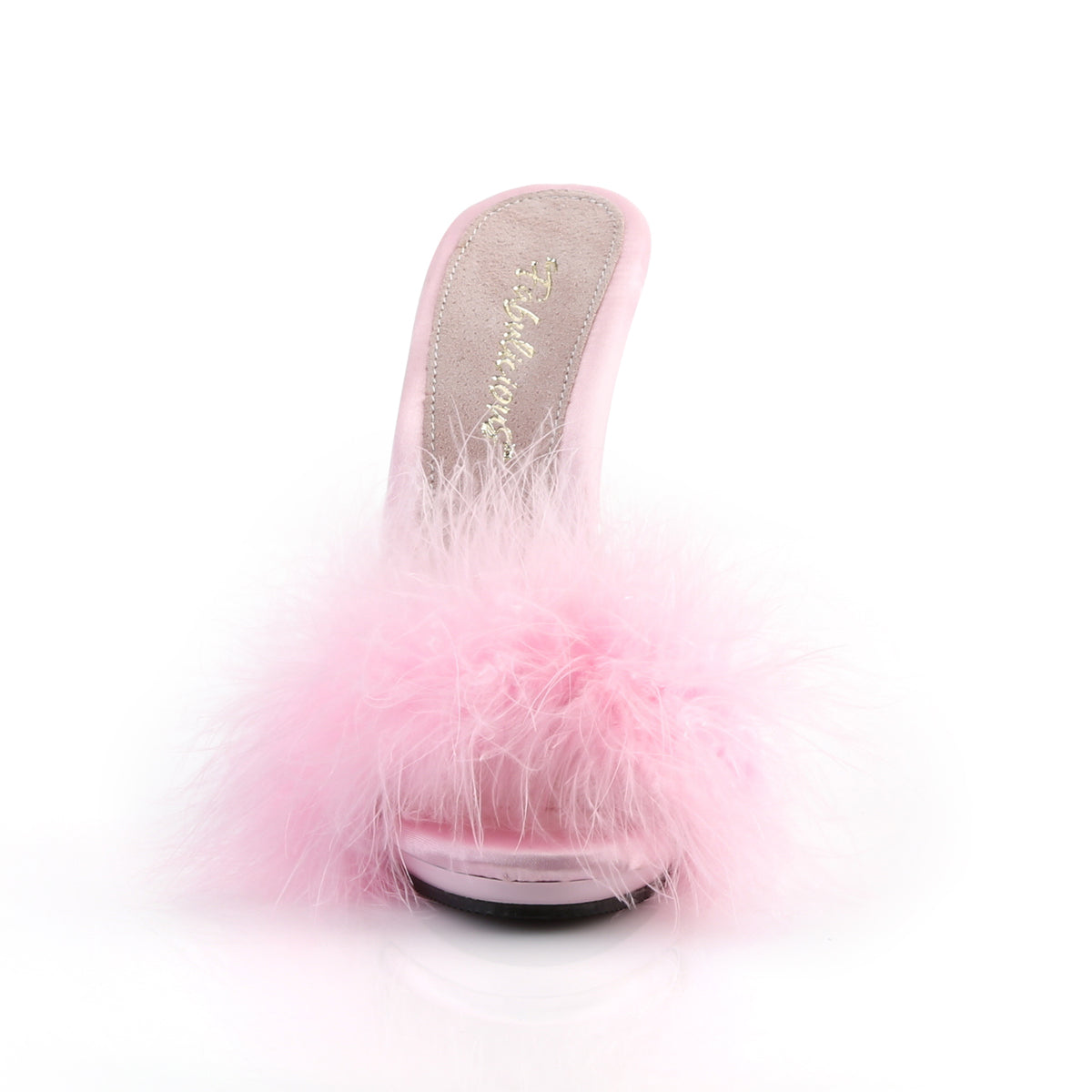 POISE-501F **5" Heel, 3/8" PF Marabou Slide Sandal Blue