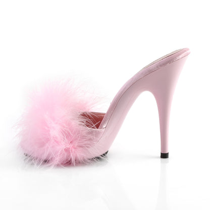 POISE-501F **5" Heel, 3/8" PF Marabou Slide Sandal Blue