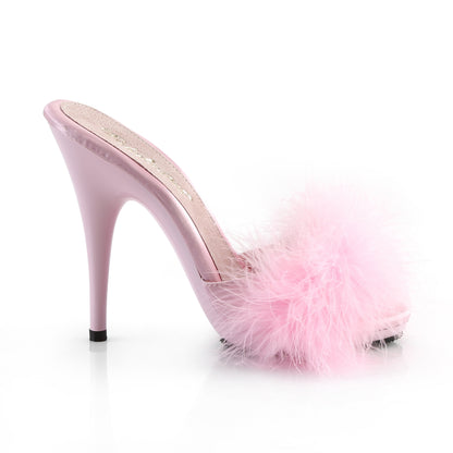 POISE-501F 5" Heel, 3/8" PF Marabou Slide Sandal