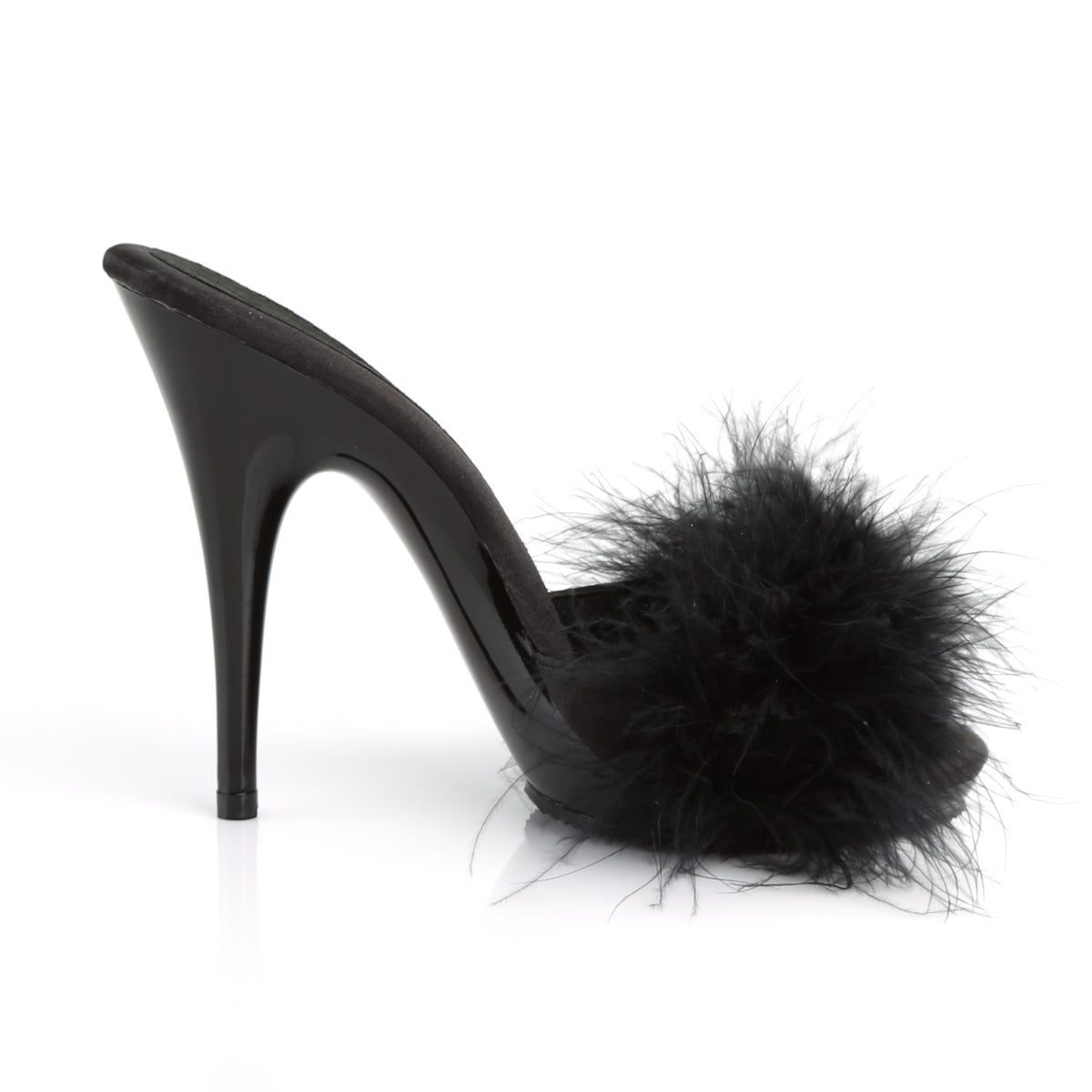 POISE-501F 5" Heel, 3/8" PF Marabou Slide Sandal