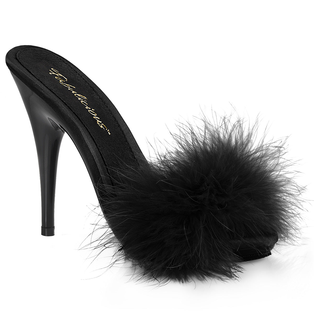 POISE-501F 5" Heel, 3/8" PF Marabou Slide Sandal