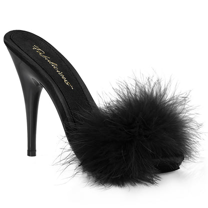 POISE-501F 5" Heel, 3/8" PF Marabou Slide Sandal