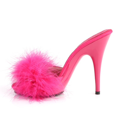 POISE-501F 5" Heel, 3/8" PF Marabou Slide Sandal