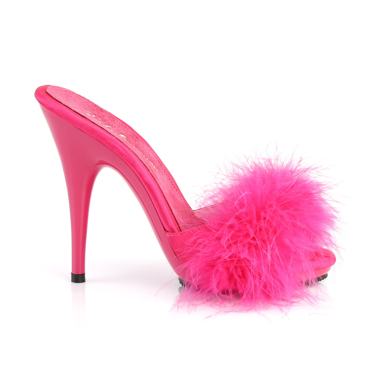POISE-501F 5" Heel, 3/8" PF Marabou Slide Sandal