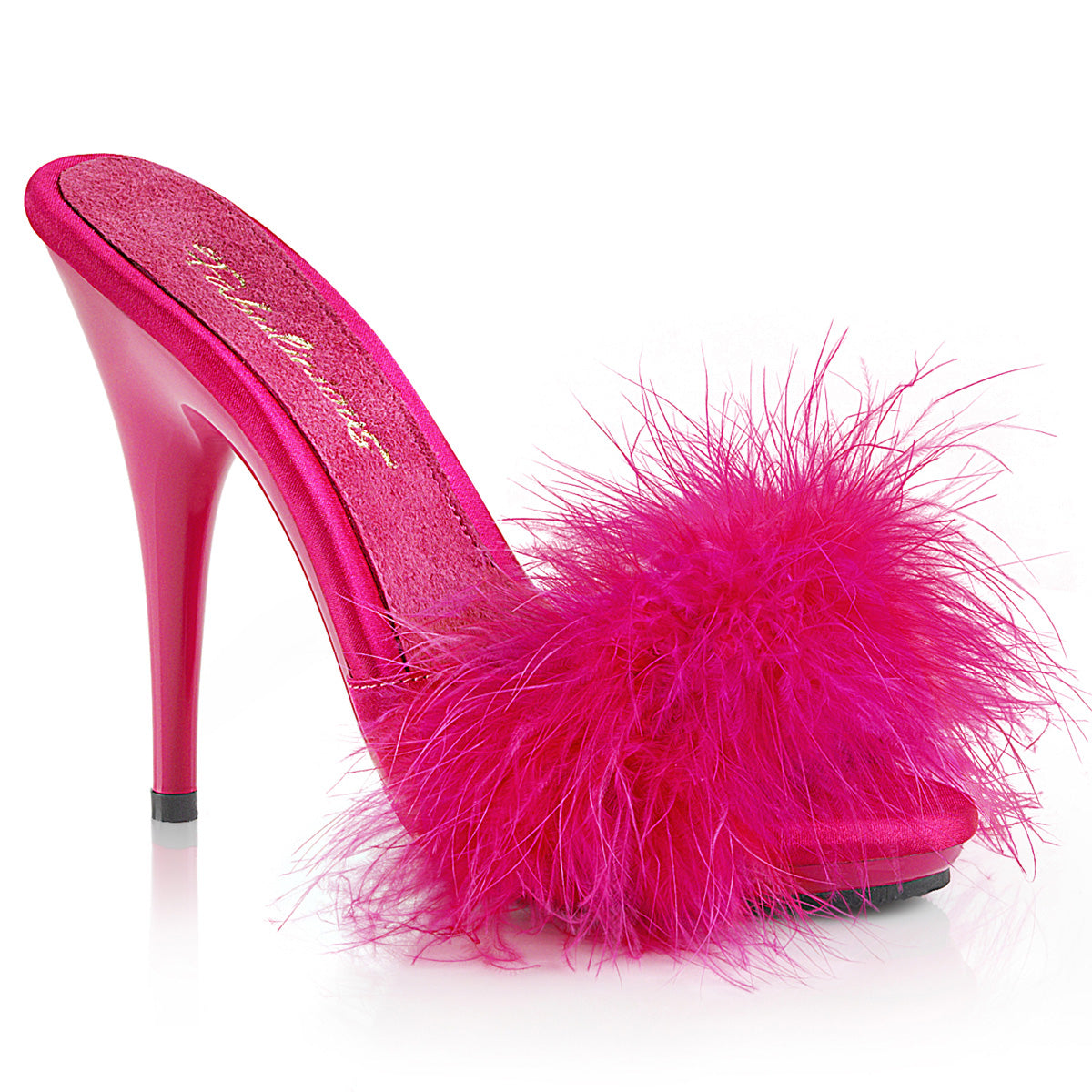 POISE-501F 5" Heel, 3/8" PF Marabou Slide Sandal