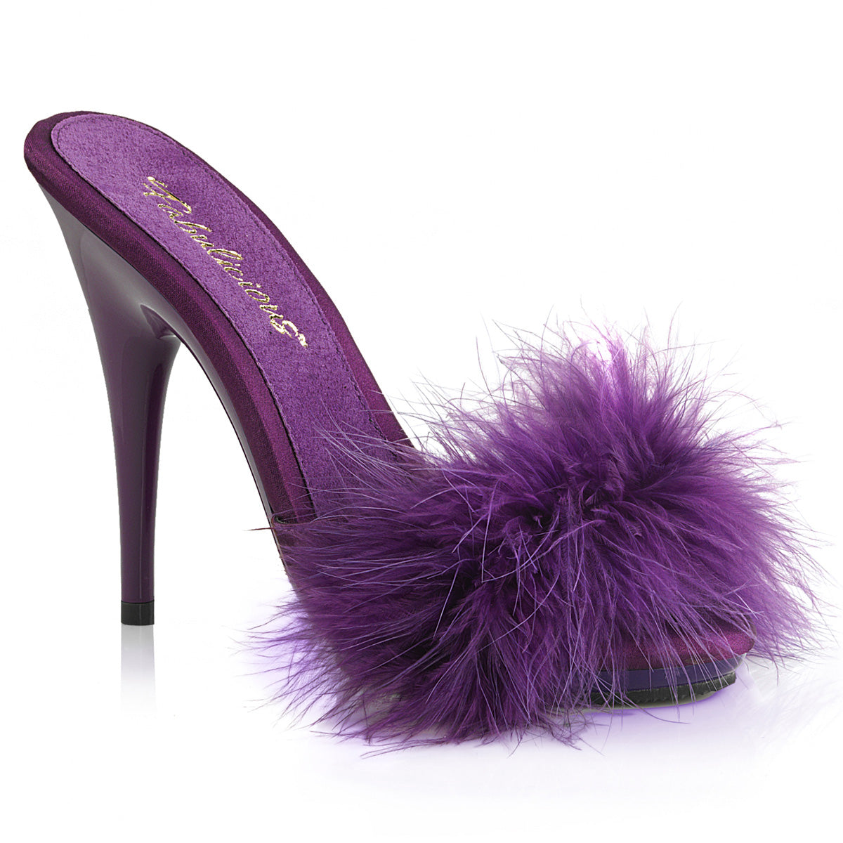 POISE-501F 5" Heel, 3/8" PF Marabou Slide Sandal