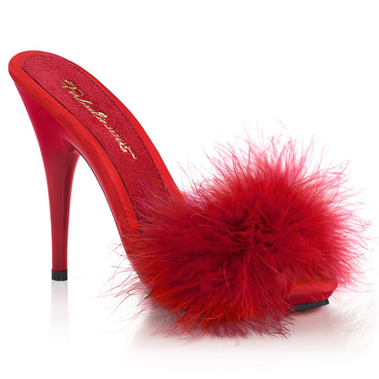 POISE-501F 5" Heel, 3/8" PF Marabou Slide Sandal