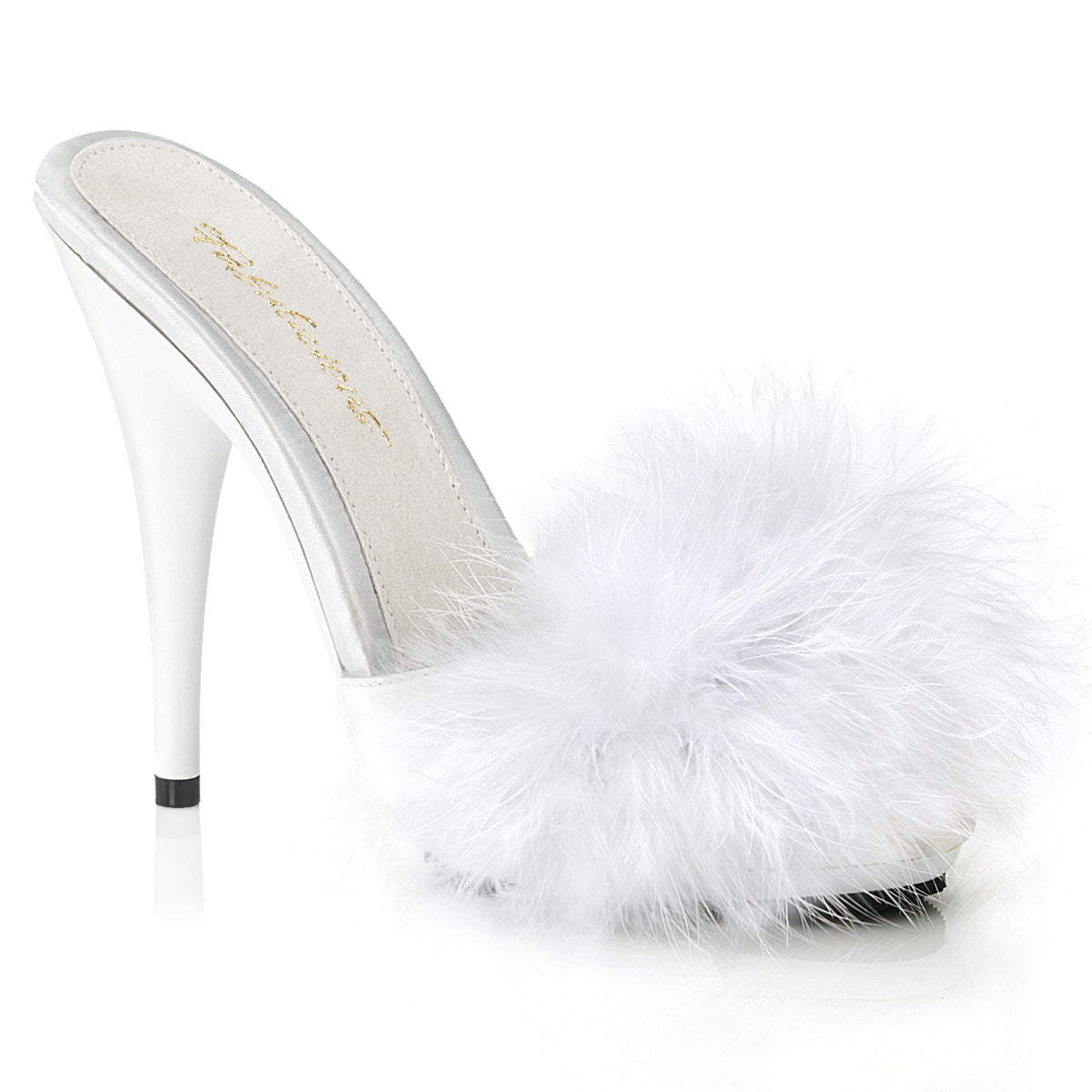 POISE-501F 5" Heel, 3/8" PF Marabou Slide Sandal