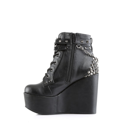 POISON-101 5" Wedge PF Boot w/Straps, Studs, Assorted Charms & Chain