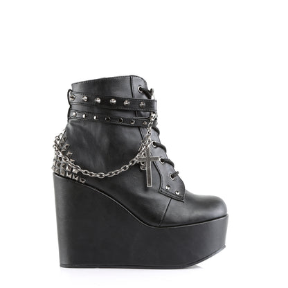 POISON-101 5" Wedge PF Boot w/Straps, Studs, Assorted Charms & Chain