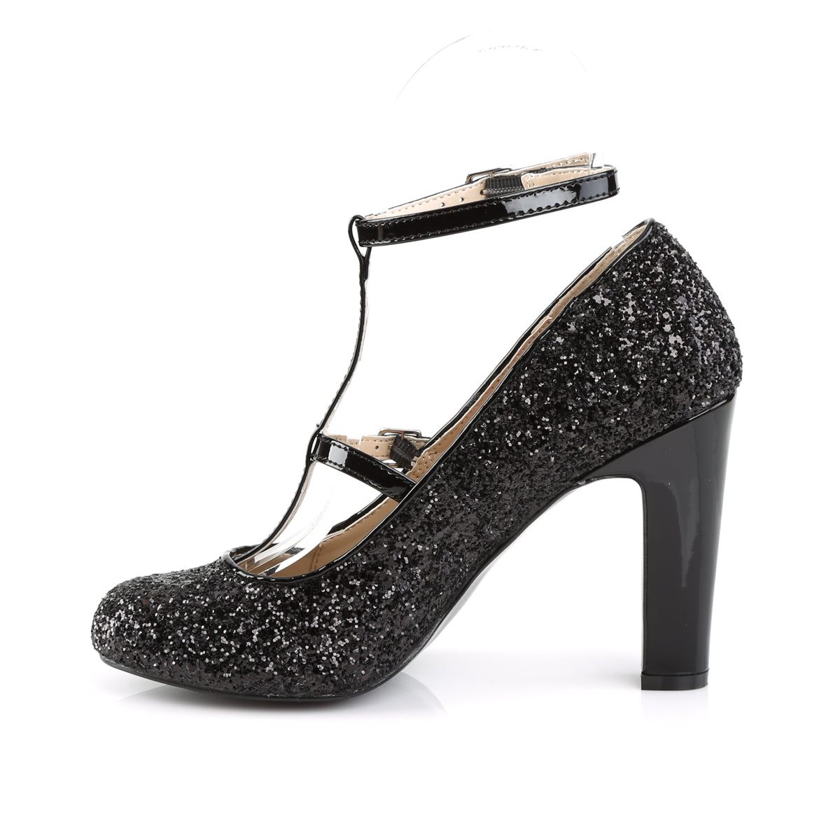 QUEEN-01 4" Heel, Round Toe Pump W/ Glitter