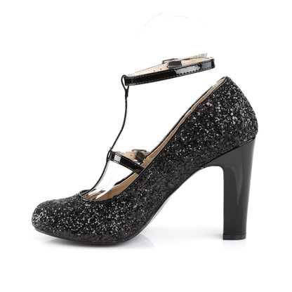 QUEEN-01 4" Heel, Round Toe Pump W/ Glitter