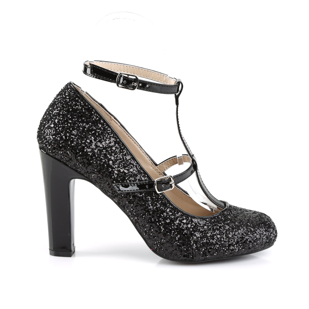 QUEEN-01 4" Heel, Round Toe Pump W/ Glitter