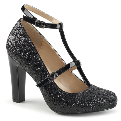 QUEEN-01 4" Heel, Round Toe Pump W/ Glitter