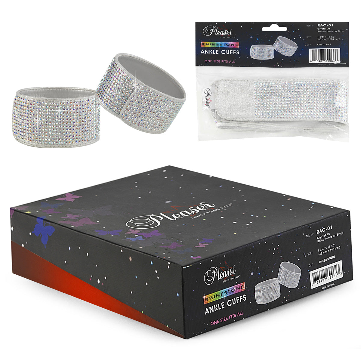 RAC-01 PLEASER Rhinestone Ankle Cuffs