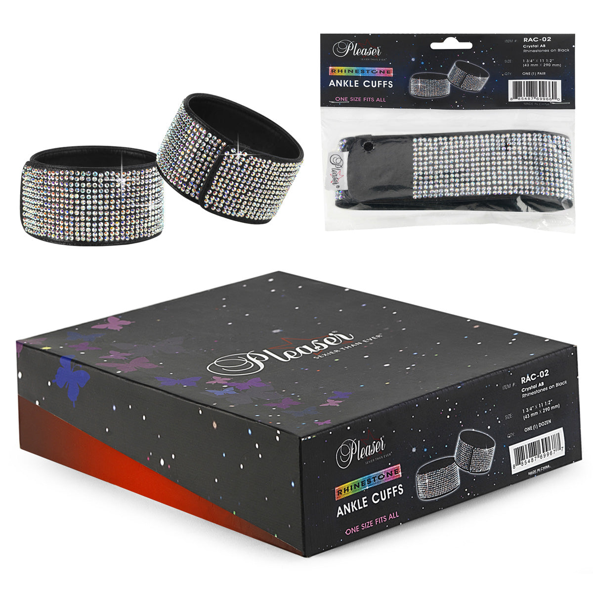 RAC-02 PLEASER Rhinestone Ankle Cuffs