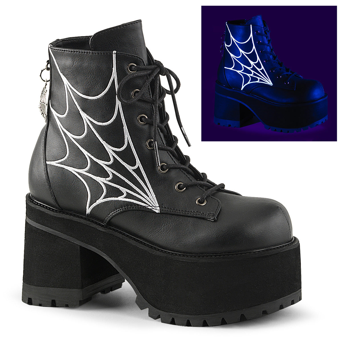 RANGER-105 3 3/4" Heel, 2 1/4" PF Ankle Boot w/ Spider Web Embroidery