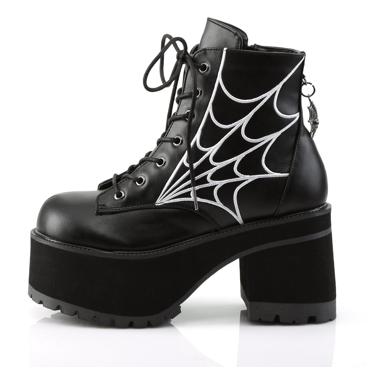 RANGER-105 3 3/4" Heel, 2 1/4" PF Ankle Boot w/ Spider Web Embroidery