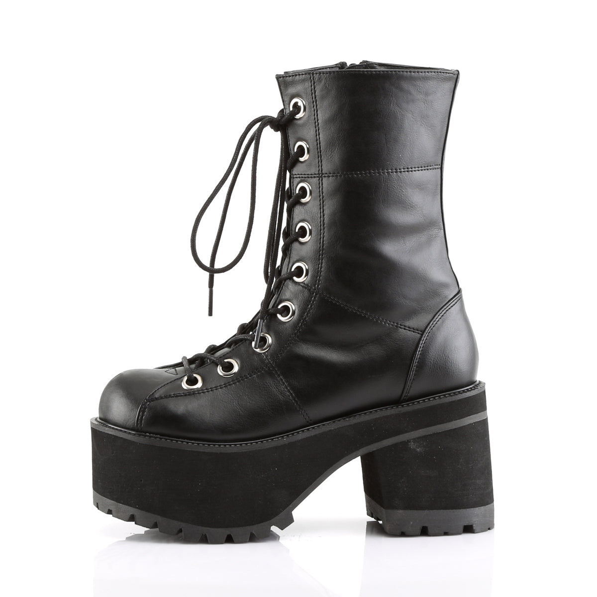 RANGER-301 3 3/4" Block Heel Goth Punk Gogo Calf BT w/ Zipper