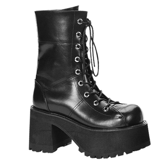 RANGER-301 3 3/4" Block Heel Goth Punk Gogo Calf BT w/ Zipper