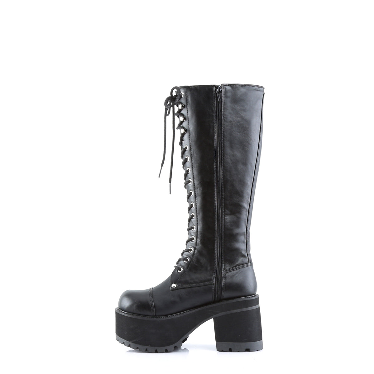 RANGER-302 3 3/4" Block Heel Goth Punk PF Knee BT W/ Side Zipper