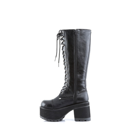 RANGER-302 3 3/4" Block Heel Goth Punk PF Knee BT W/ Side Zipper