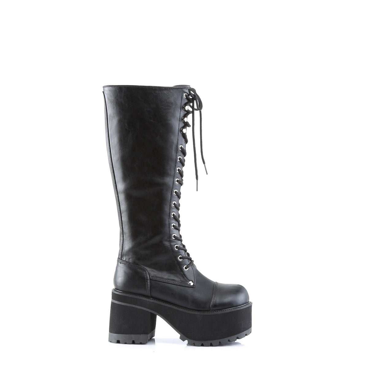 RANGER-302 3 3/4" Block Heel Goth Punk PF Knee BT W/ Side Zipper