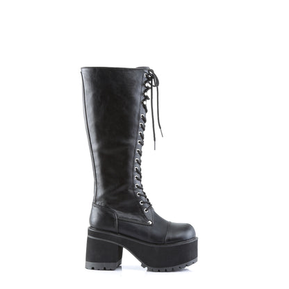 RANGER-302 3 3/4" Block Heel Goth Punk PF Knee BT W/ Side Zipper