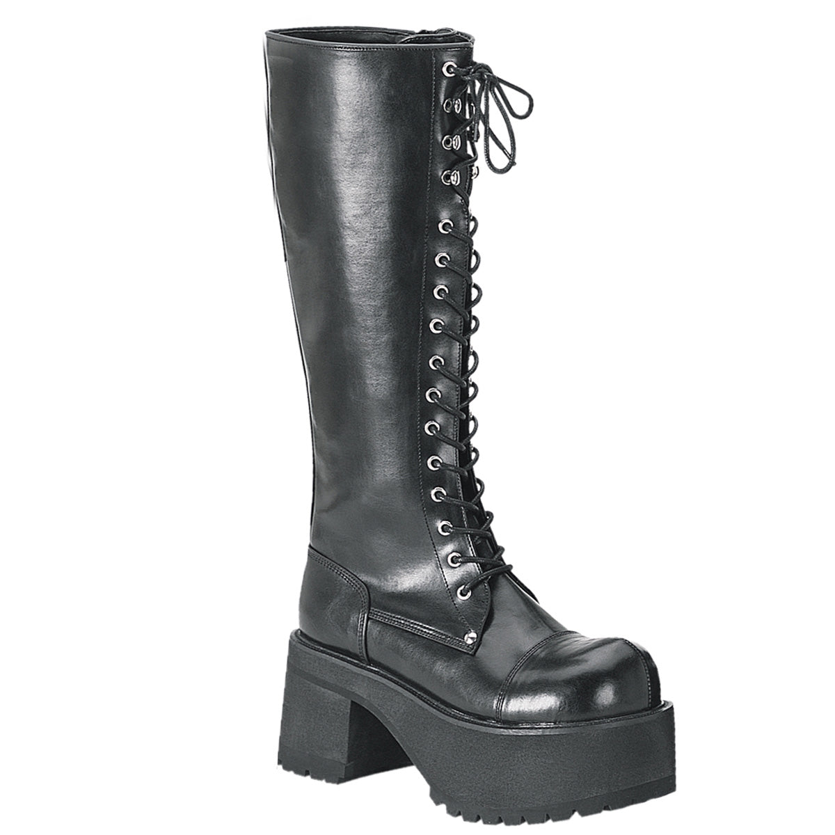 RANGER-302 3 3/4" Block Heel Goth Punk PF Knee BT W/ Side Zipper