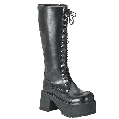 RANGER-302 3 3/4" Block Heel Goth Punk PF Knee BT W/ Side Zipper