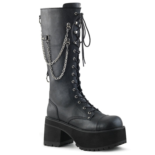 RANGER-303 3 3/4" Heel, 2 1/4" PF Knee High Boot, Metal Side Zip