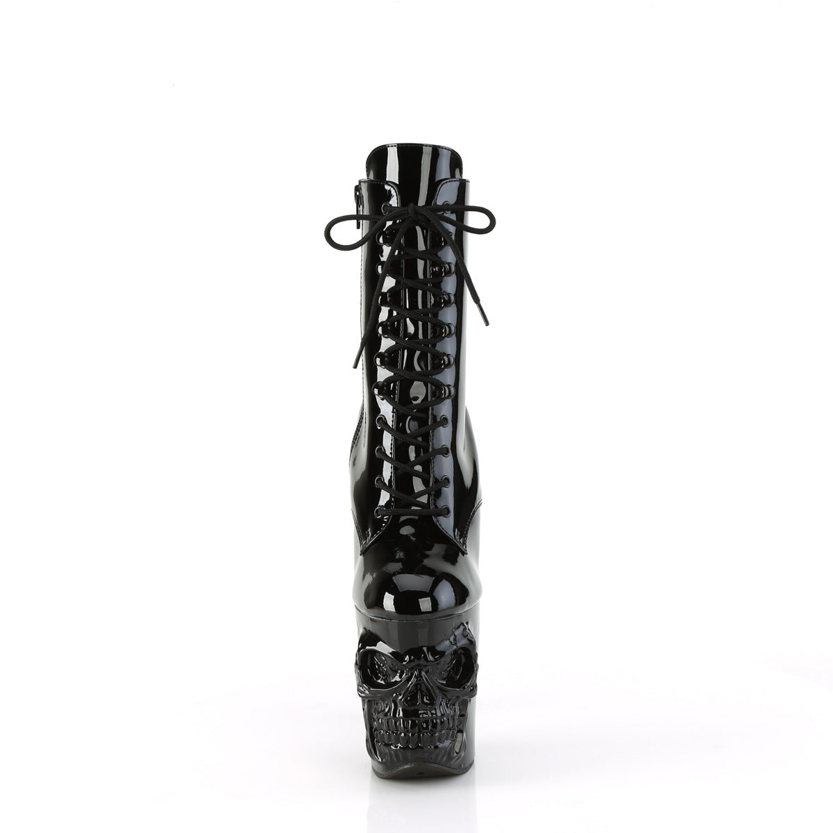 RAPTURE-1020 8" Finger Bone Heel, 4" Skull PF Ankle Boot, Inside Zip