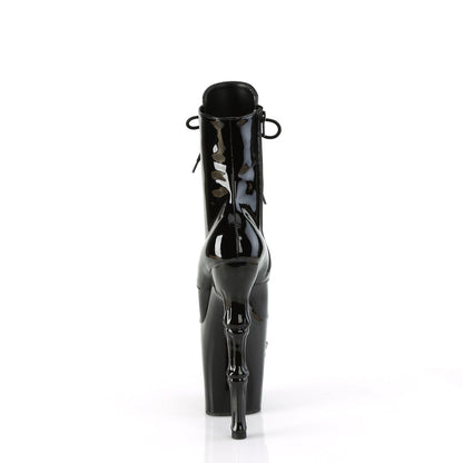 RAPTURE-1020 8" Finger Bone Heel, 4" Skull PF Ankle Boot, Inside Zip