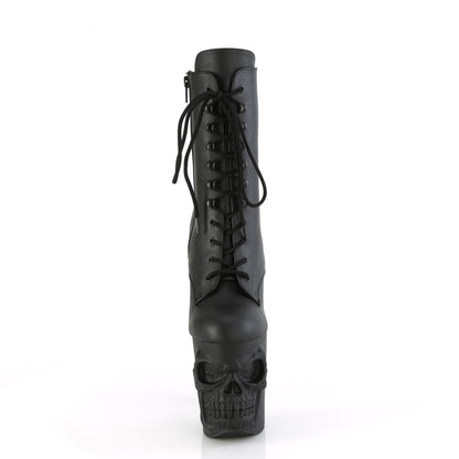 RAPTURE-1020 8" Finger Bone Heel, 4" Skull PF Ankle Boot, Inside Zip