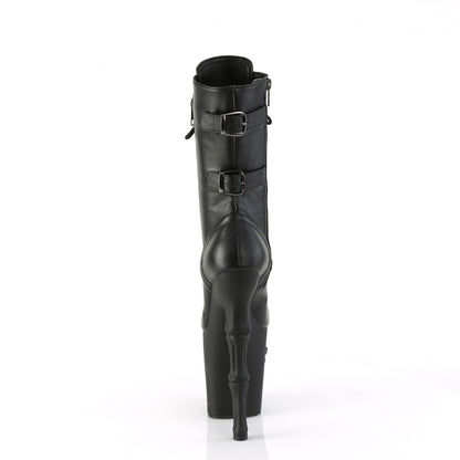 RAPTURE-1047 *8" Finger Bone Heel, 4" Skull PF Mid Calf Boot, Inside Zip