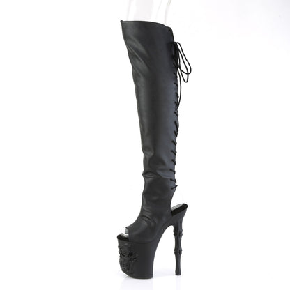 RAPTURE-3019 *8" Finger Bone Heel, 4" Skull PF Over-the-Knee Boot