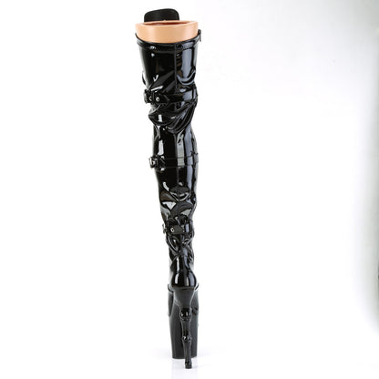 RAPTURE-3028 8" Finger Bone Heel, 4" Skull PF Thigh Boot, Inside Zip