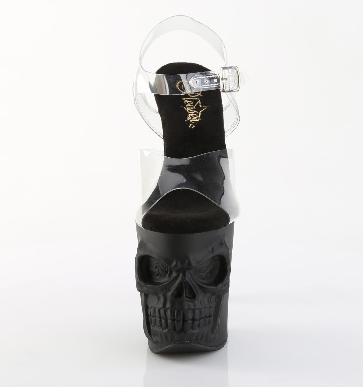 RAPTURE-808 8" Finger Bone Heel, 4" Skull PF Ankle Strap Sandal