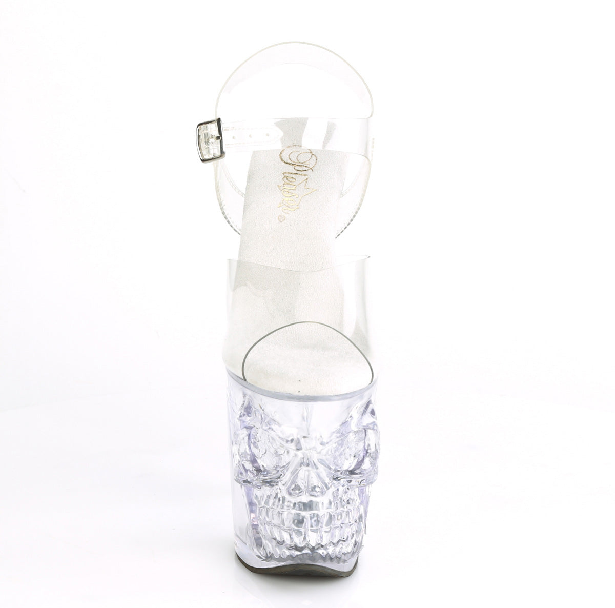 RAPTURE-808 8" Finger Bone Heel, 4" Skull PF Ankle Strap Sandal