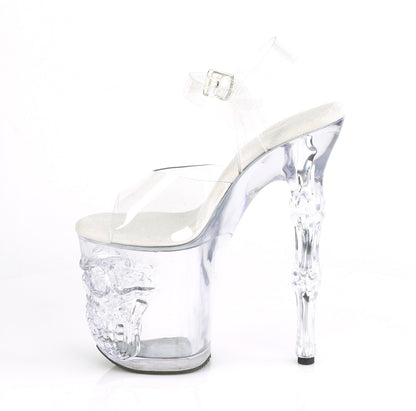 RAPTURE-808 8" Finger Bone Heel, 4" Skull PF Ankle Strap Sandal