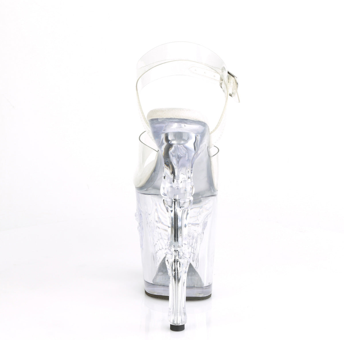 RAPTURE-808 8" Finger Bone Heel, 4" Skull PF Ankle Strap Sandal