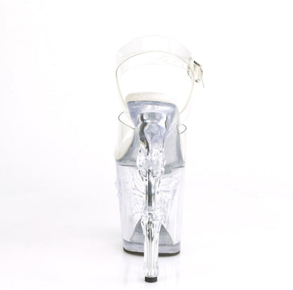 RAPTURE-808 8" Finger Bone Heel, 4" Skull PF Ankle Strap Sandal