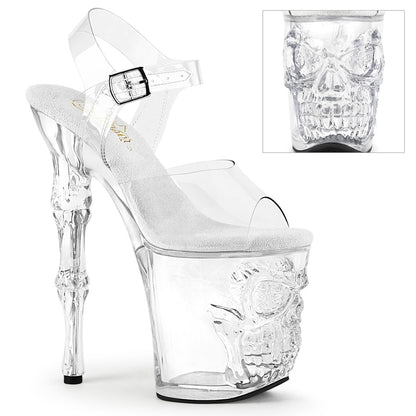 RAPTURE-808 8" Finger Bone Heel, 4" Skull PF Ankle Strap Sandal