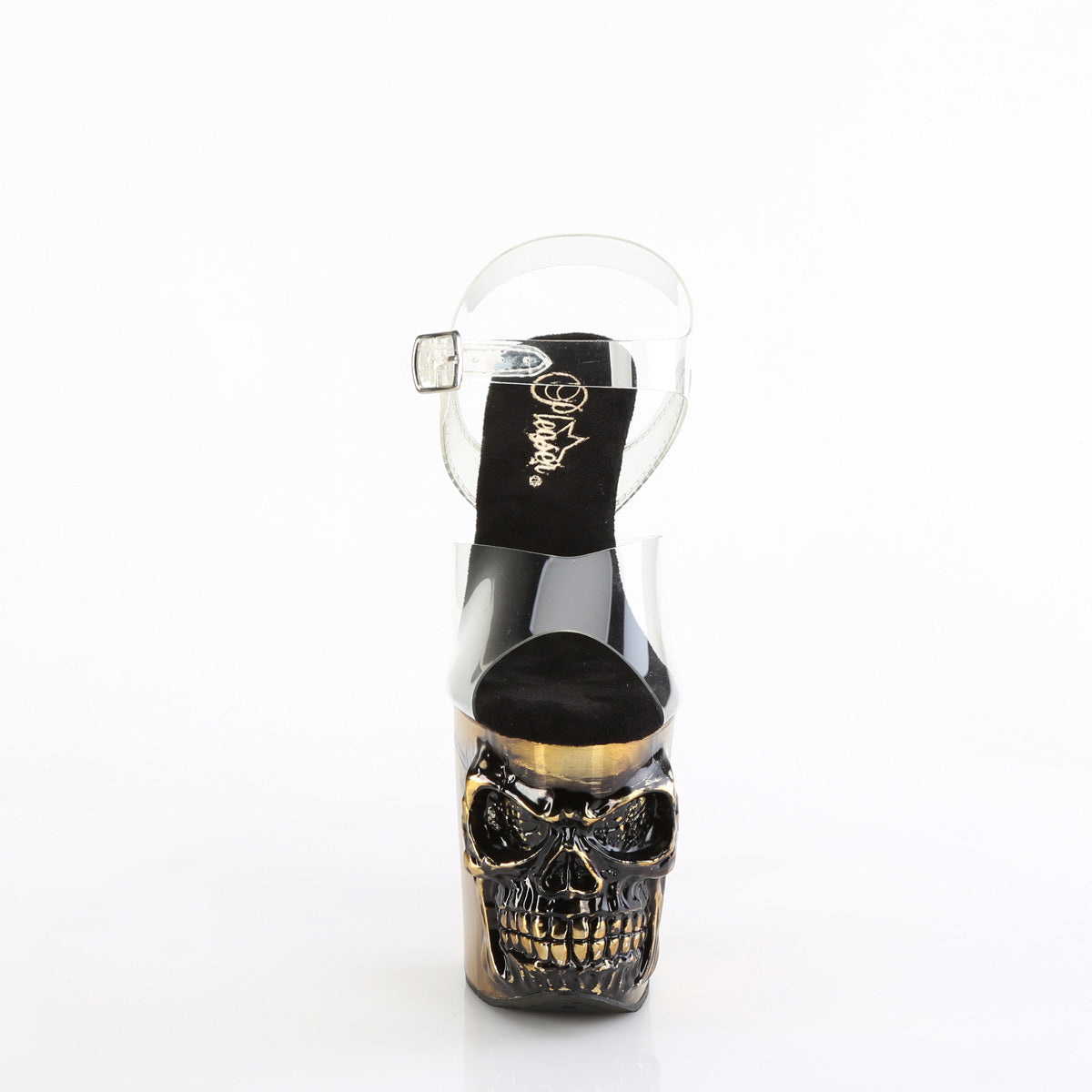 RAPTURE-808-LT *8" Finger Bone Heel, 4" Skull PF LED Ankle Strap Sandal