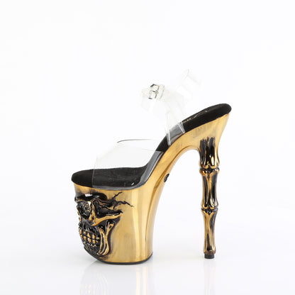 RAPTURE-808-LT *8" Finger Bone Heel, 4" Skull PF LED Ankle Strap Sandal
